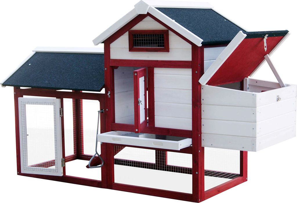 Kurník Wiltec 1520 x 520 x 920 mm červeno-biely s voľným Obrázok produktu 