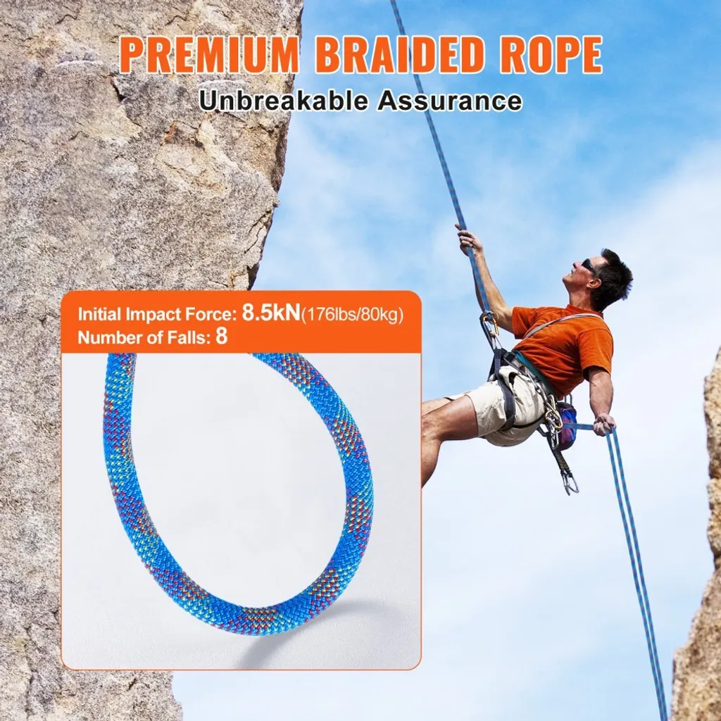 Corde d'escalade dynamique 70m bleue 10,2mm en polyester haute ténacité - 3