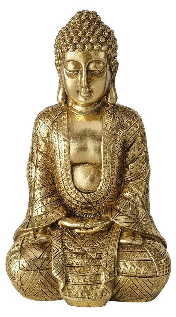 Dekofigur, Buddha Figur, Kunstharz gold, H 20 cm Produktbild 