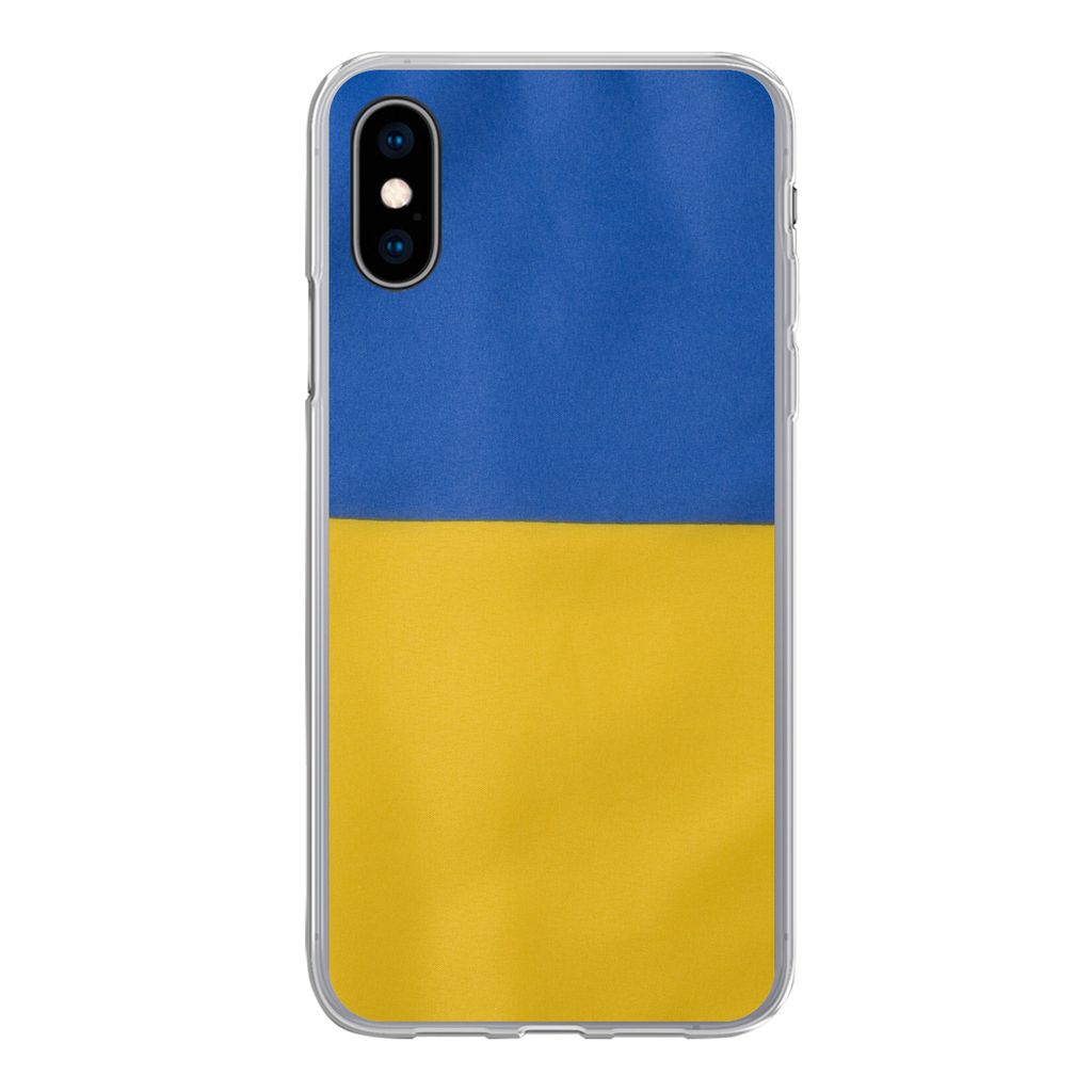 MuchoWow Handyhülle Schutzhülle Hülle für iPhone X Nahaufnahme der Flagge der Ukraine Silikon Softcase Handy Hülle - Handyhülle