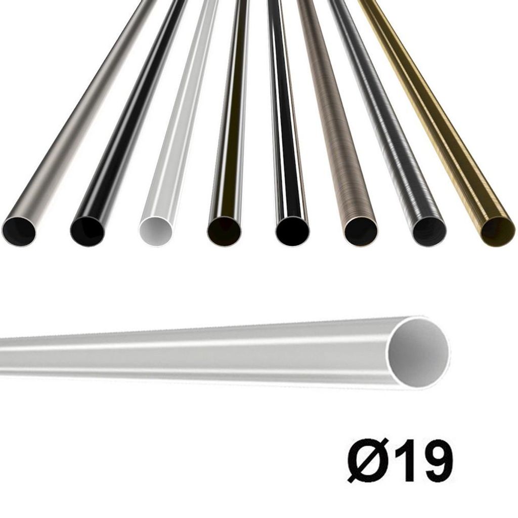 MDEKOR Metallrohr für Gardinenstange, 19 mm, Weiß Glänzend, Produktbild 