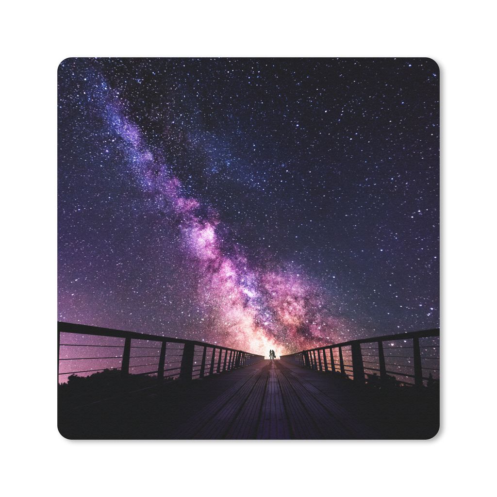 MuchoWow Mauspad Mousepad Universum - Galaxie - Lila - Jungen - Mädchen - Kinder 20x20 cm - Mousepads - Maus Mat - Pad - Mausunterlage - Desk Ma...