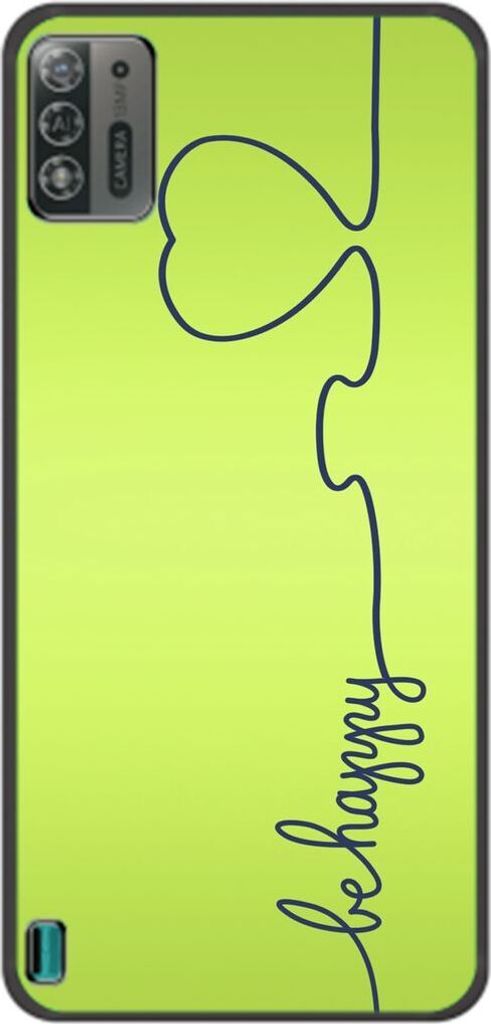 König Design Hülle kompatibel mit ZTE Blade A52 Lite Kunststoff Soft Handyhülle - Handy Case Be Happy Grün