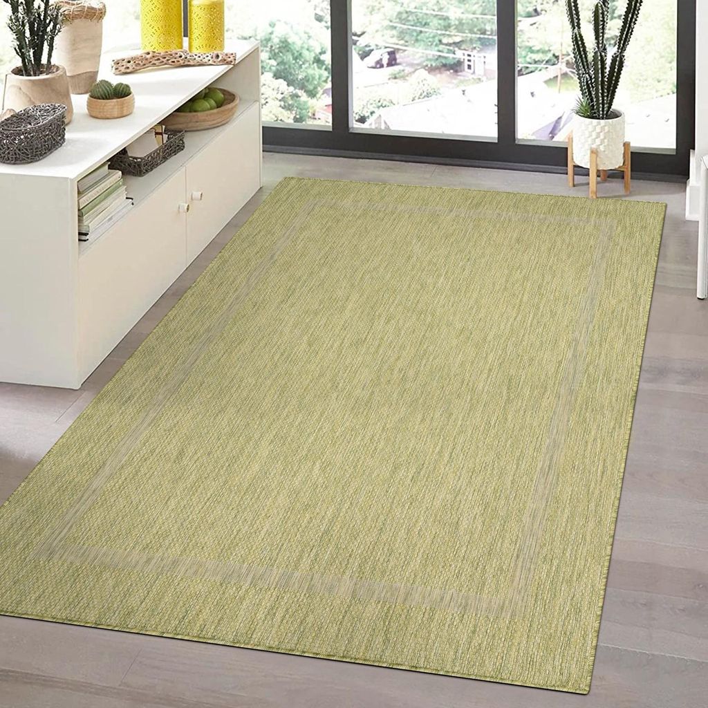 Outdoor-Teppich, einfarbig grün, Teppich für Terrasse, Balkon oder Küche, Polypropylen-Rückseite 80 x 250 cm