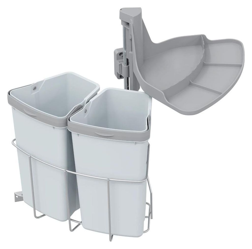 Centre de déchets Nr. 720361 Seau pivotant 2x 9 litres gris Image du produit 