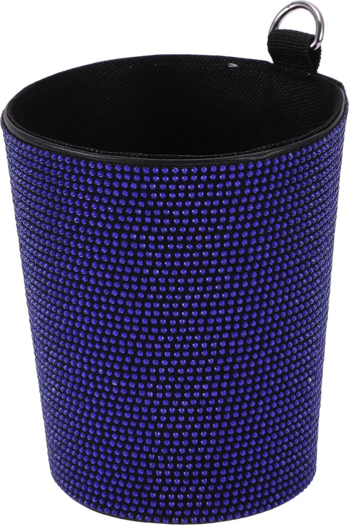 Auto-Mülltonne Müllbehälter Tragbar 5,5" Breite 5,9" Höhe Blau Strass Kunstleder