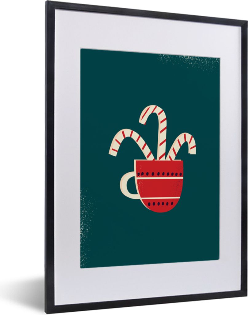 MuchoWow MuchoWow Gerahmtes Poster Weihnachtsschmuck - Weihnachten - Tasse 30x40 cm - Poster mit zchwarzem Bilderrahmen - Wandposter Schlafzimmer