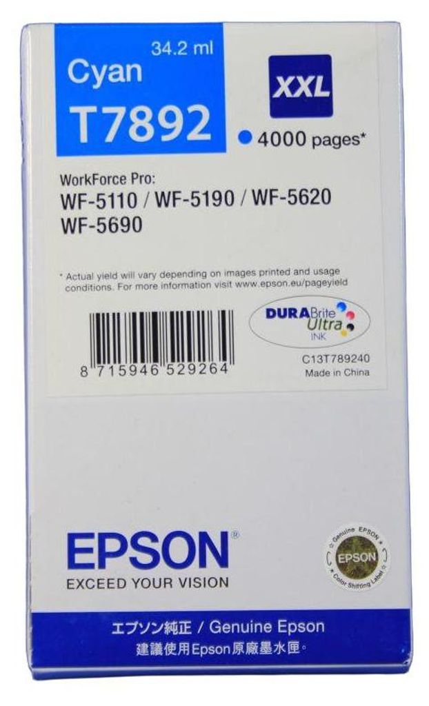 Epson DURABrite Ultra Ink XXL Tintenpatrone cyan        T Produktbild 