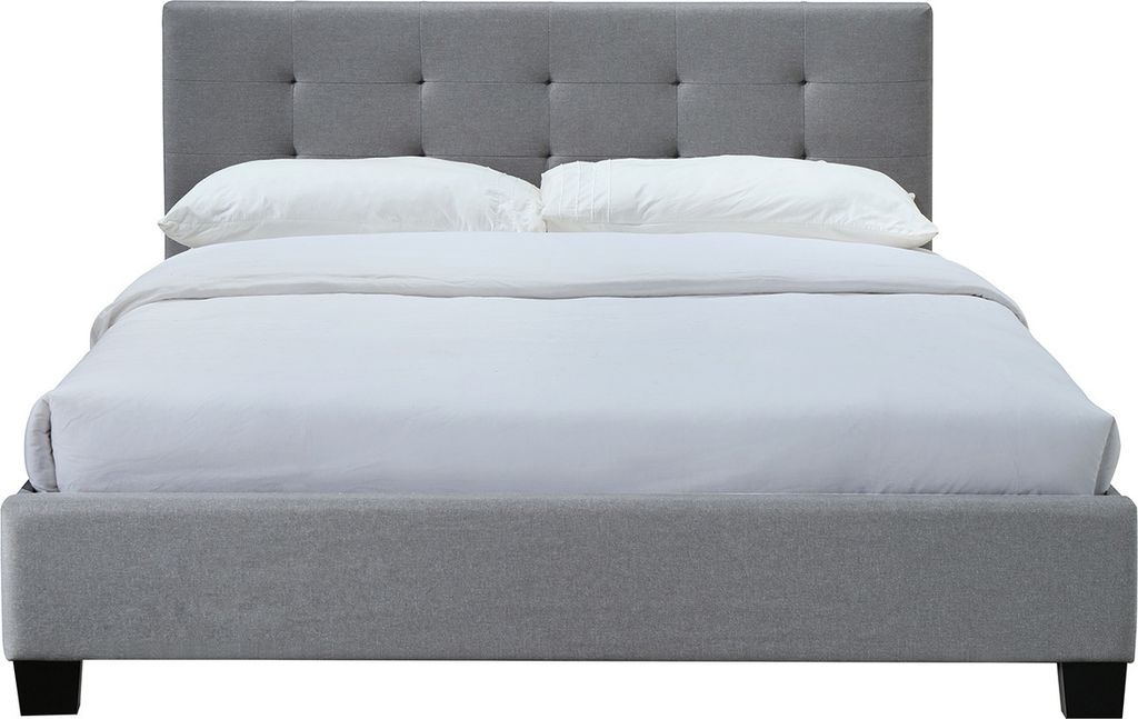 Miliboo - Bett 160 x 200 Stoff Grau gepolstert MARQUISE