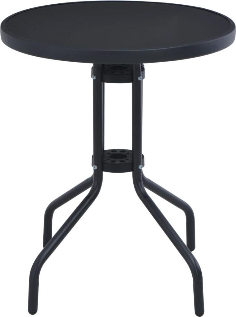 vidaXL Gartentisch Schwarz 60 cm Stahl und Glas
