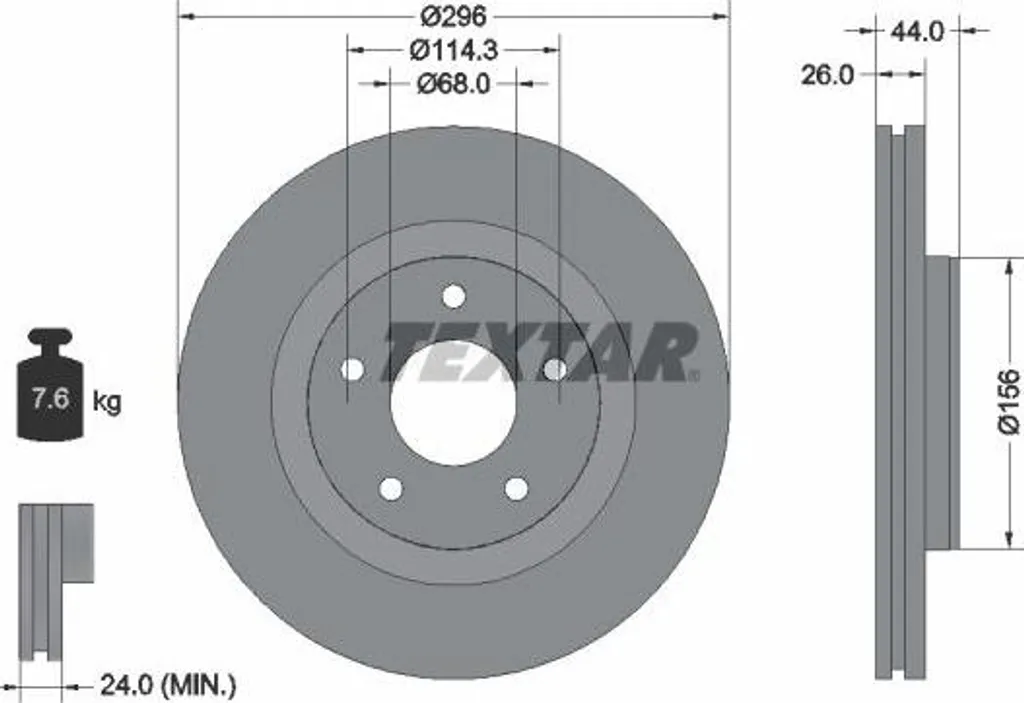 Disque de frein TEXTAR 92285905 OE 402061KC2A pour Nissan Juke