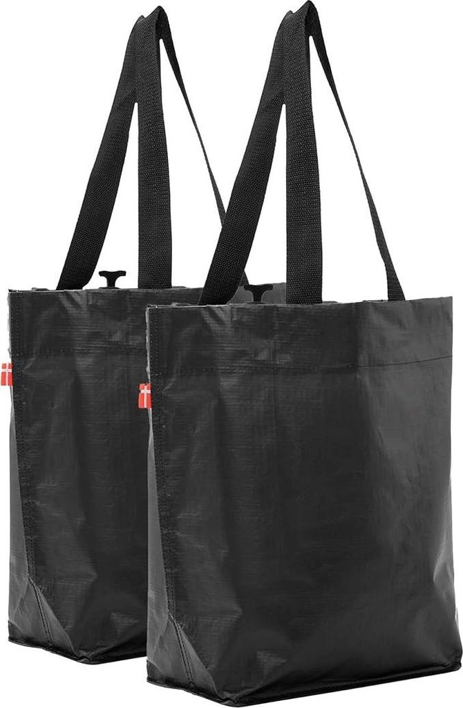 Schwarzes Bike Shopper Bags Set - Trage Einkaufswagen | Recycling Tasche Umweltfreundlich - Cobags Schwarz 2 x Faltbarer Einkaufswagen