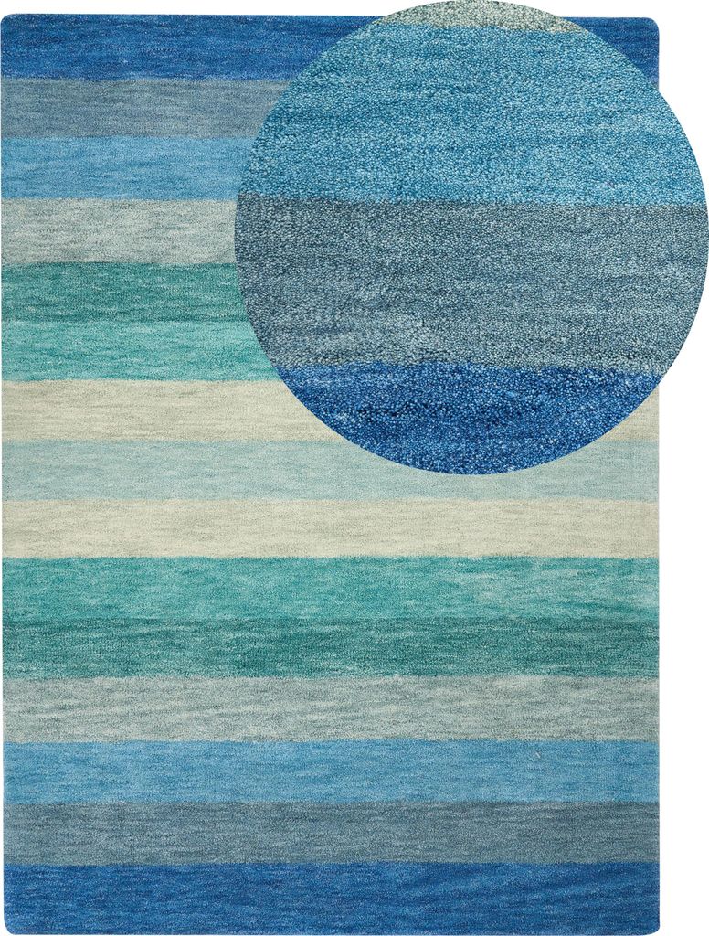 BELIANI Teppich mehrfarbig Wolle Baumwolle 140 x 200 cm Rechteckig Handgetuftet Niedrigflor Gestreift