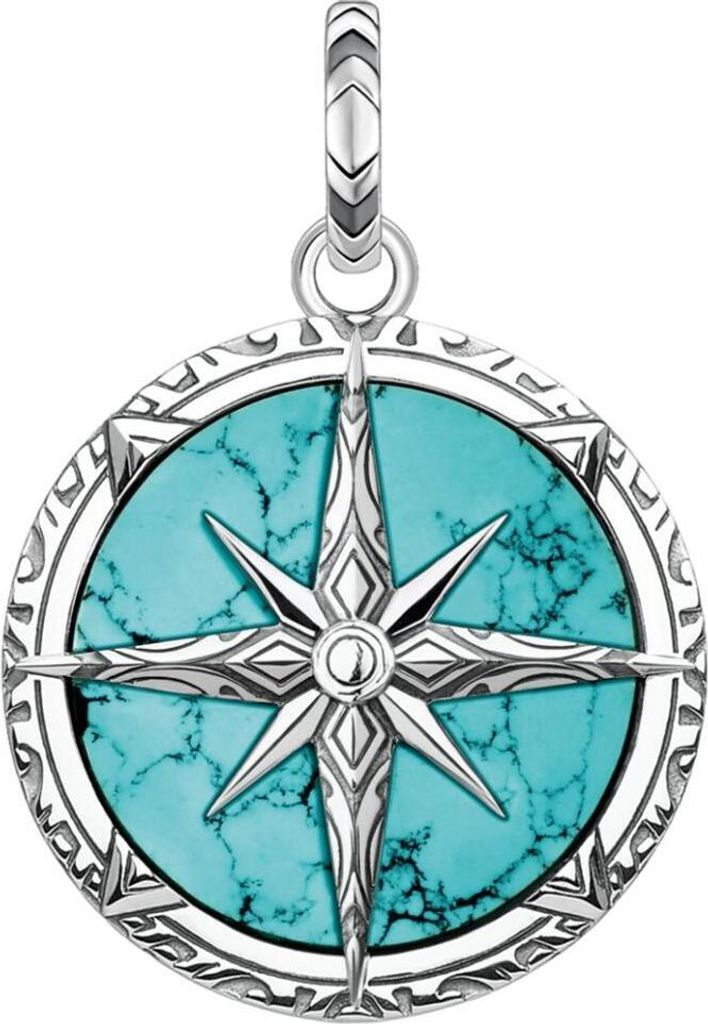 THOMAS SABO Anhänger "Kompass" Türkis Silber geschwärzt PE83