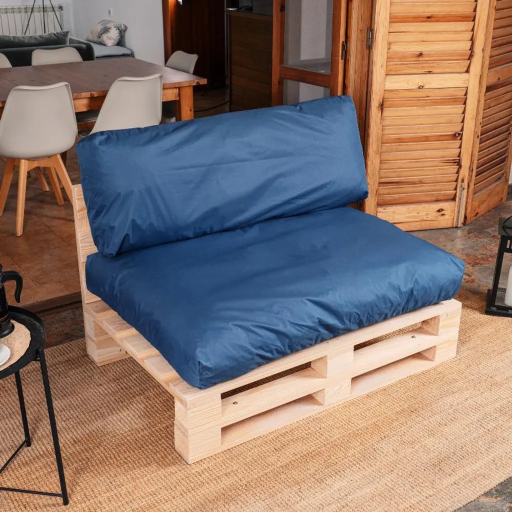 Offerta Lotto 2 Cuscini per Pallet BANANAIR Blu Sfoderabile 120x80x40 - 5