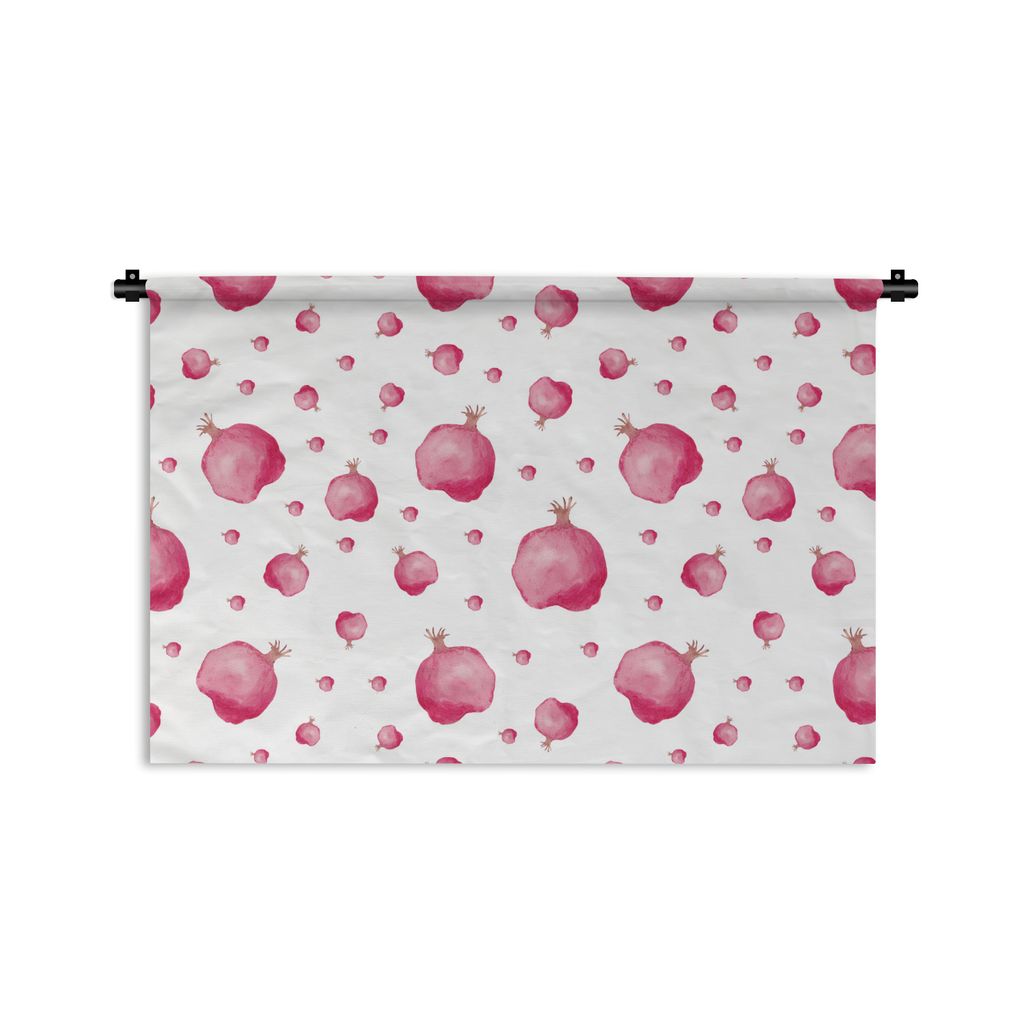 MuchoWow Wandteppich Wandbehang Granatapfel - Rosa - Schablonen - Aquarell 60x40 cm Tapisserie Dekoration Wandtuch - Wanddekorationen
