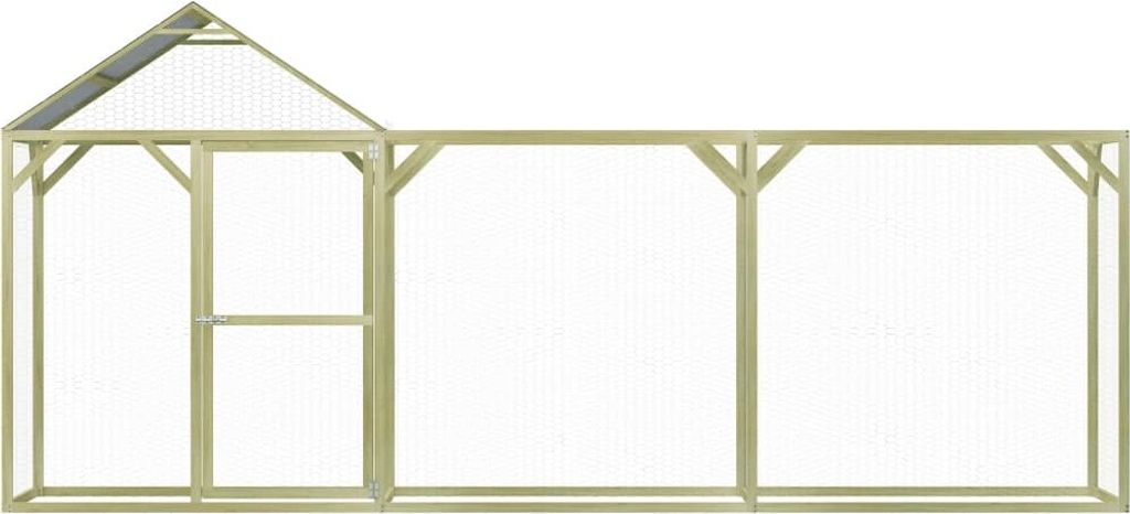 Hühnerstall Voliere 1,5x9x1,5 M – Aus Imprägniertem Kiefernholz, Mit Drahtgitter, Für Hühner & Kleintiere
