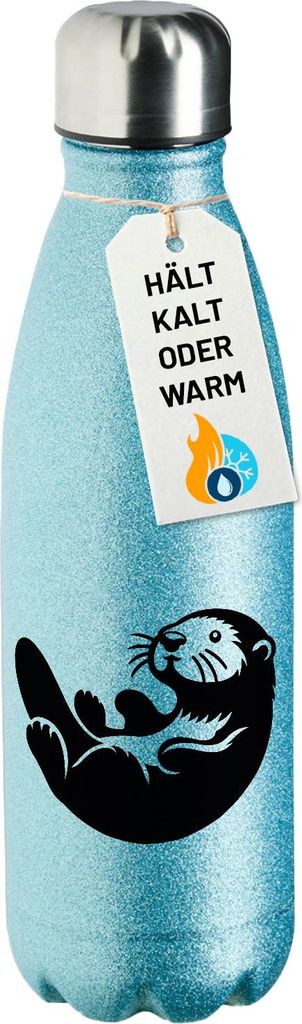 Huuraa Trinkflasche Otter Silhouette 500ml Blue Edelstahl Wasserflasche Trinkflasche Geschenkidee