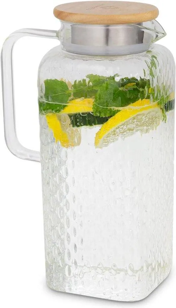 Bouteille 2L en verre borosilicate robuste et couvercle bambou écolo