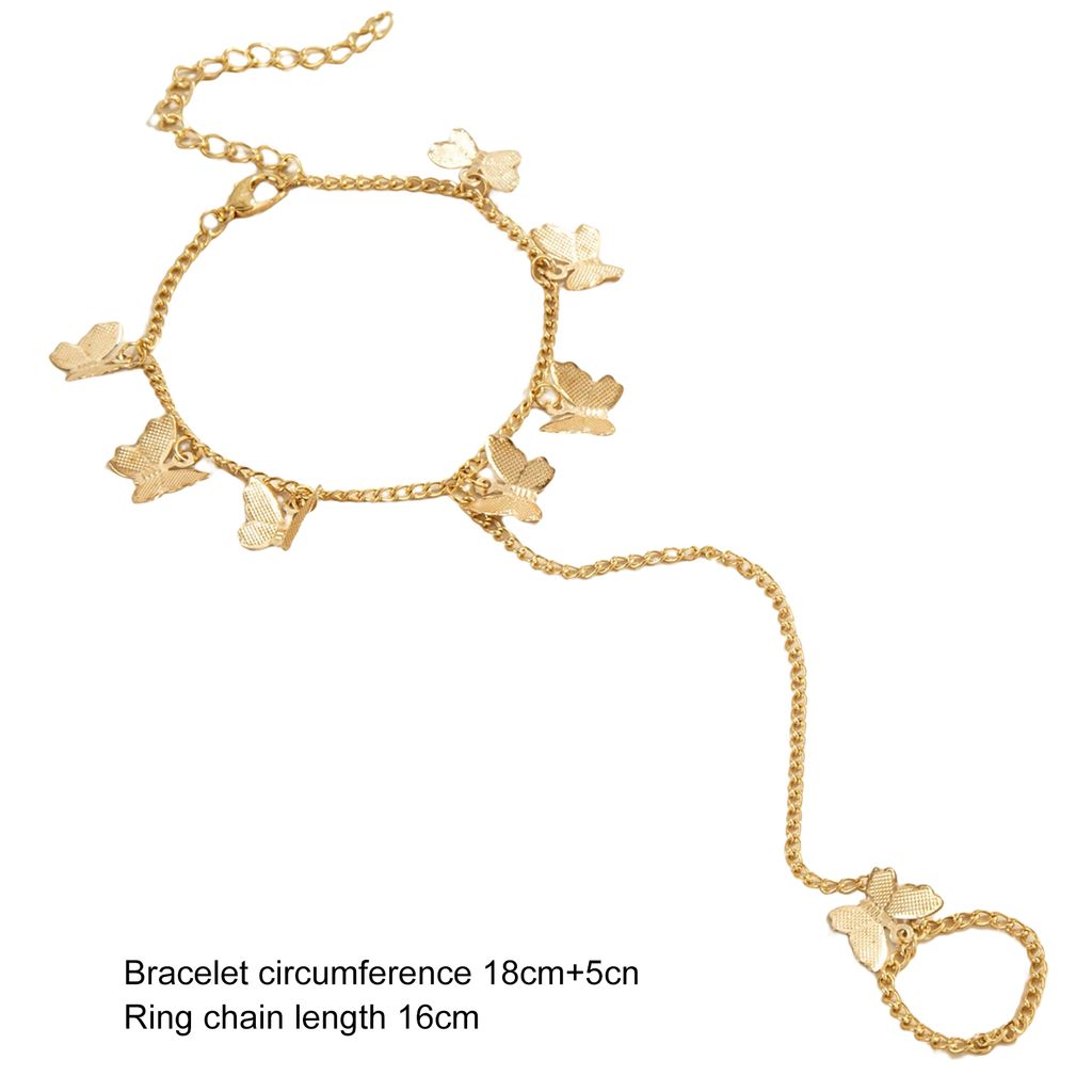Frauen Armband Schmetterling Form Edelstahl Individuelle Einfarbig Frauen Finger Ring Weiblichen Zubehör-Golden