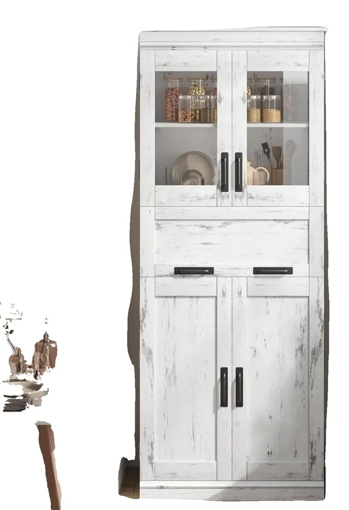 Meuble de rangement polyvalent 4 portes blanc pour chambre et salon