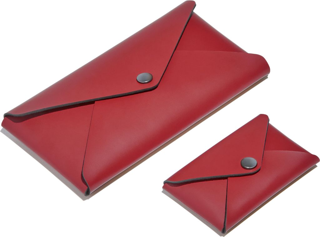 Set Visitenkarten Etui + Federmäppchen aus Leder Ferrari Rot - Kreditkarten-Etuis - Hergestellt in Italien