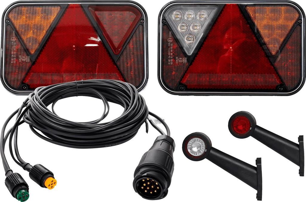 Lichtset: FRISTOM LED-Rückleuchten + HORPOL LED-Seitenmarkierungsleuchten + MANTES 5,5 m 13-poliger Kabelbaum