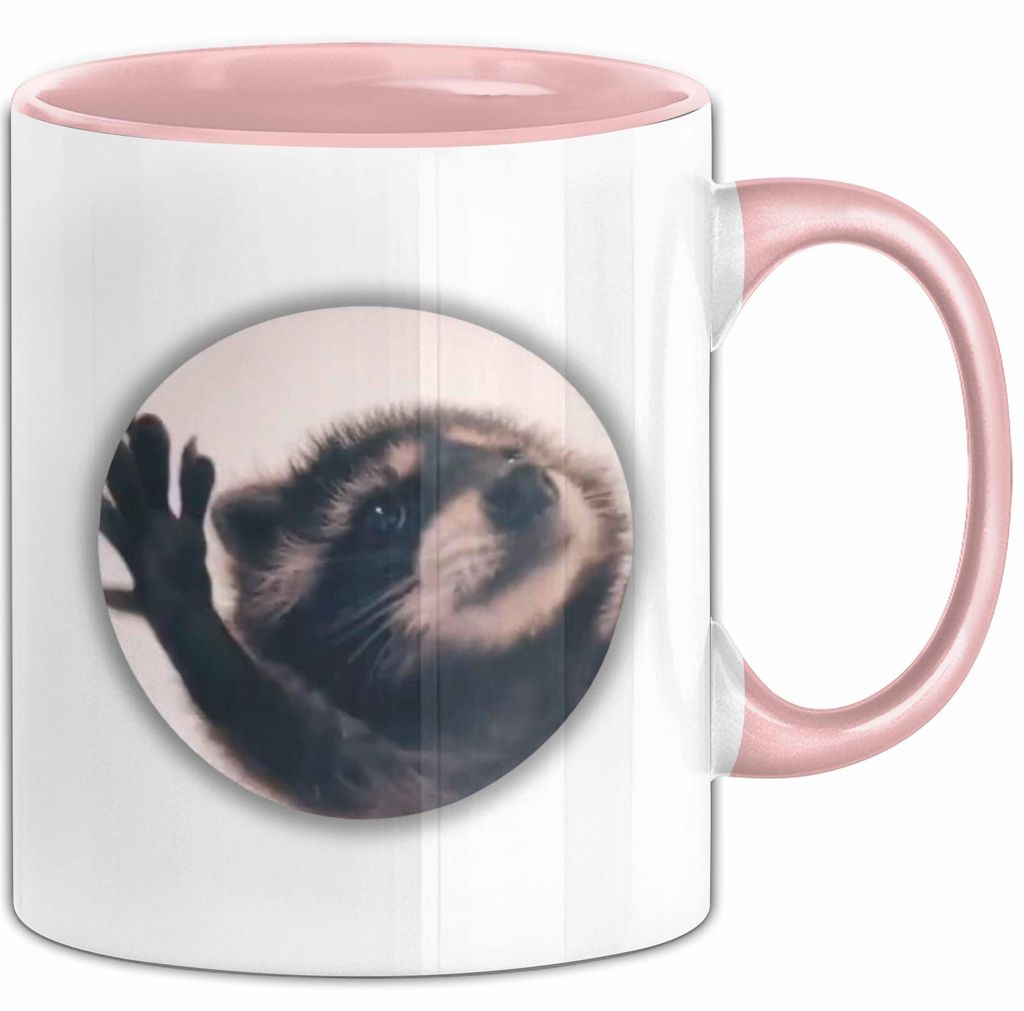 Pedro Waschbär Tasse Meme Geschenk Lustiger Kaffee-Becher (Rosa)