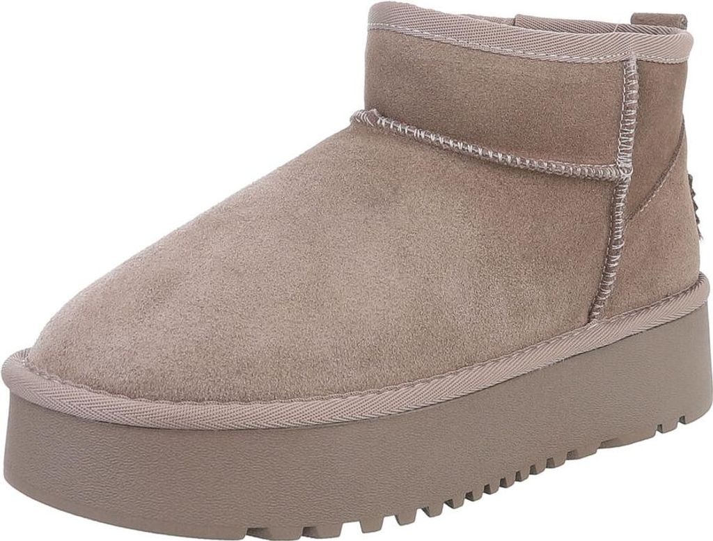 Ital-Design Damen Stiefeletten Snowboots Plateaustiefeletten Warm gefüttert Flache Stiefeletten 90471211 Hellbraun Gr. 42