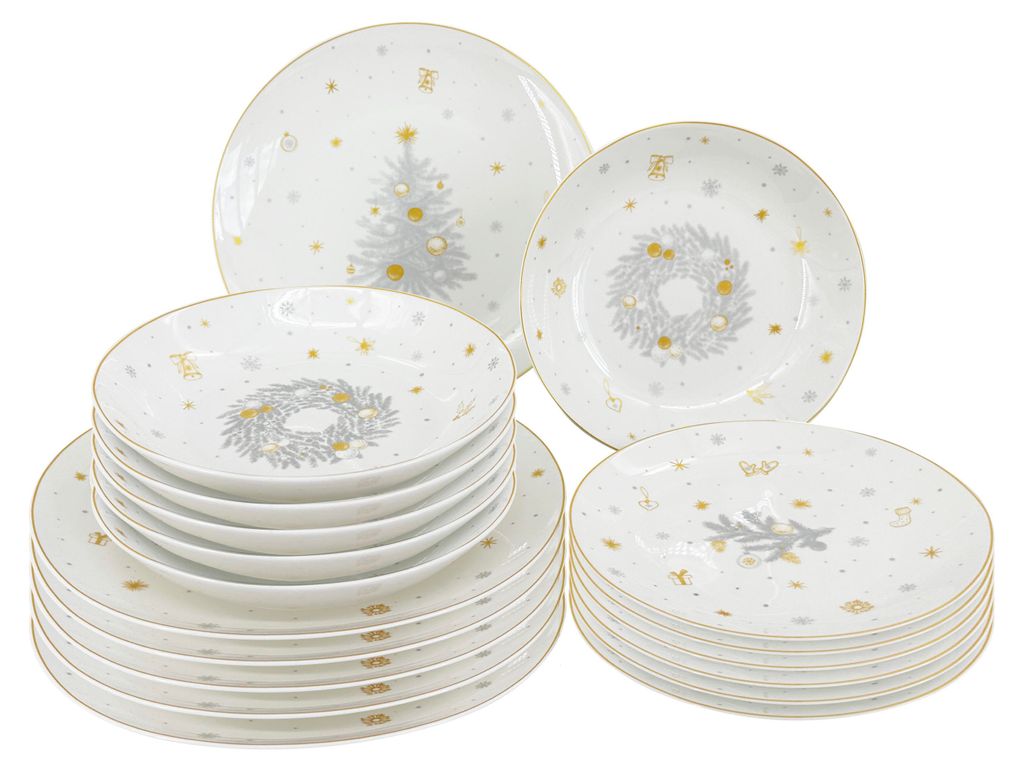 Set di piatti da 18 pezzi Silver Koleda, argento/oro, Immagine del prodotto 