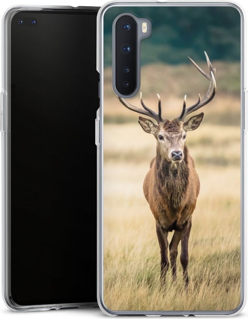 DeinDesign Handyhülle für OnePlus Nord Silikon Hülle Case Smartphone Schutzhülle Hirsch Wald Wiese