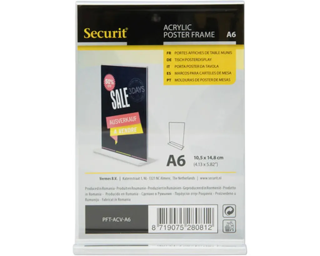 Présentoir de Table en Acrylique A6 Securit pour Menu et Signalétique - 9