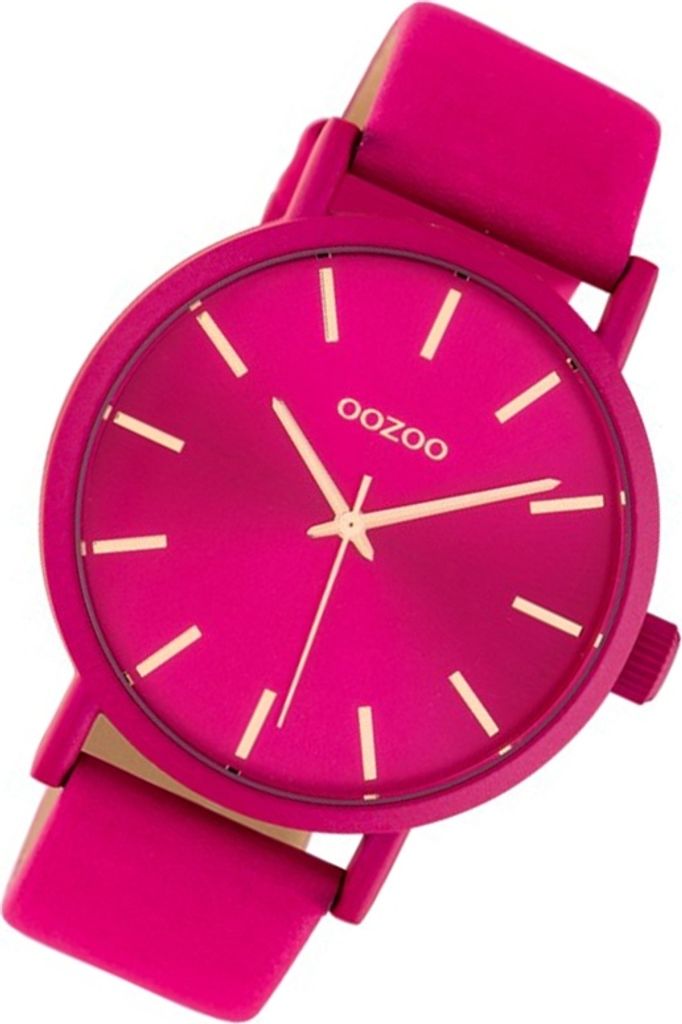 Oozoo Armbanduhr fuchsia Leder C10448 Timepieces Damen Analog-Quarzuhr UOC10448