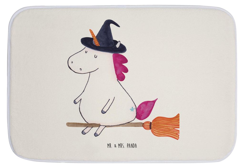 Mr. & Mrs. Panda Badläufer Einhorn Hexe - Weiß - Geschenk, Bad Fußmatte, Badteppich, Badvorleger, Einhörner, Frau, Badematte, Freundin, Unicorn...