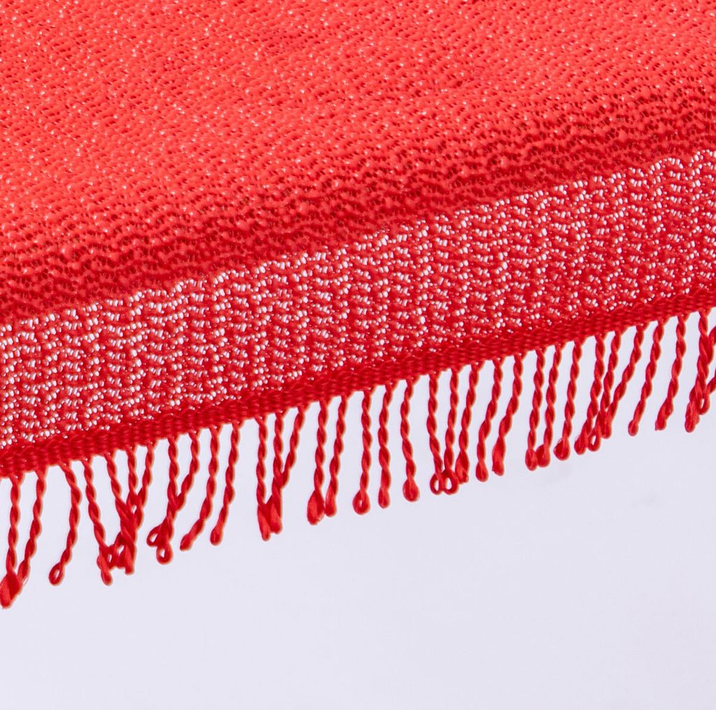 Gartentischdecke mit Fransen Weichschaum PVC 130 x 160 cm - rot