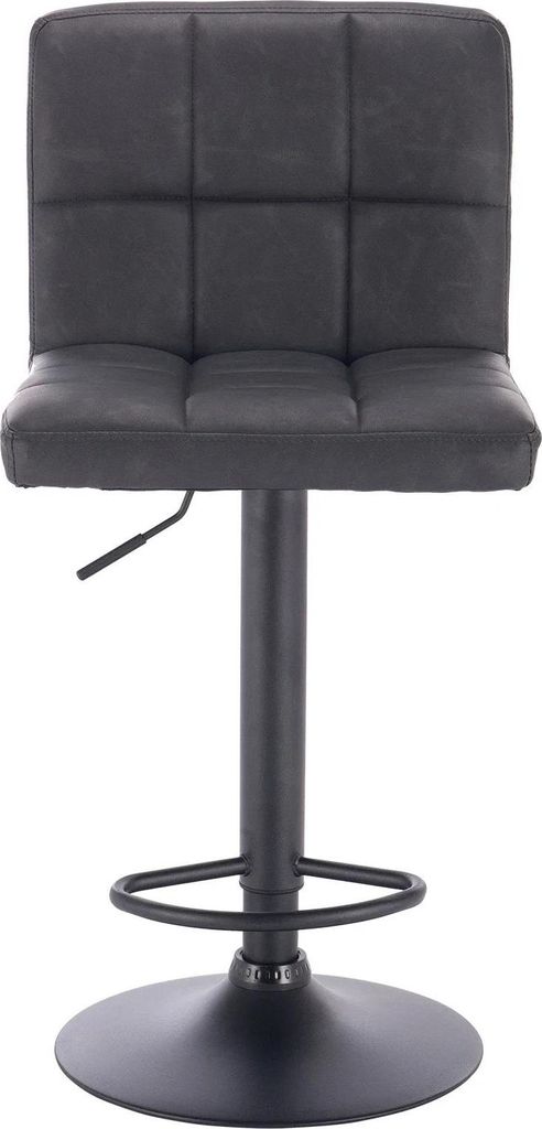 Barhocker - Höhenverstellbarer Drehhocker - Mit Rückenlehne - Sitz aus Kunstleder - Metallgestell - Sitzhöhe 60–82 cm - Anthrazit