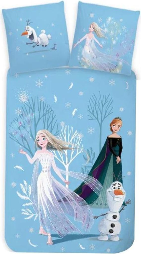 Disney Frozen Babybettwäsche, Elsa, Anna und Olaf, Kinderbettwäsche 100x135 + 40x60 cm, 100% Baumwolle