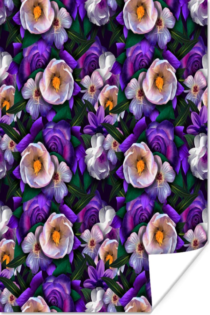 MuchoWow Poster Blumen - Anemone - Rose 60x90 cm - Wanddekoration