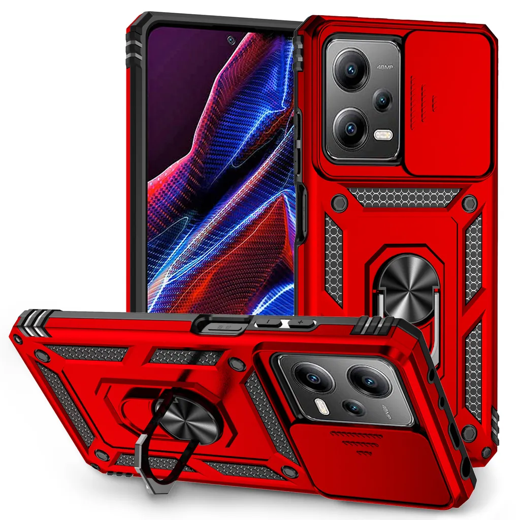 Cover Armor Redmi Note 12 Pro 5G Rossa | Protezione Militare e Ring
