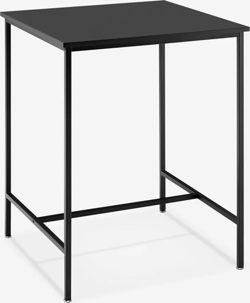 Table haute 70x70 cm Zakis en métal noir style industriel pour bar bistro