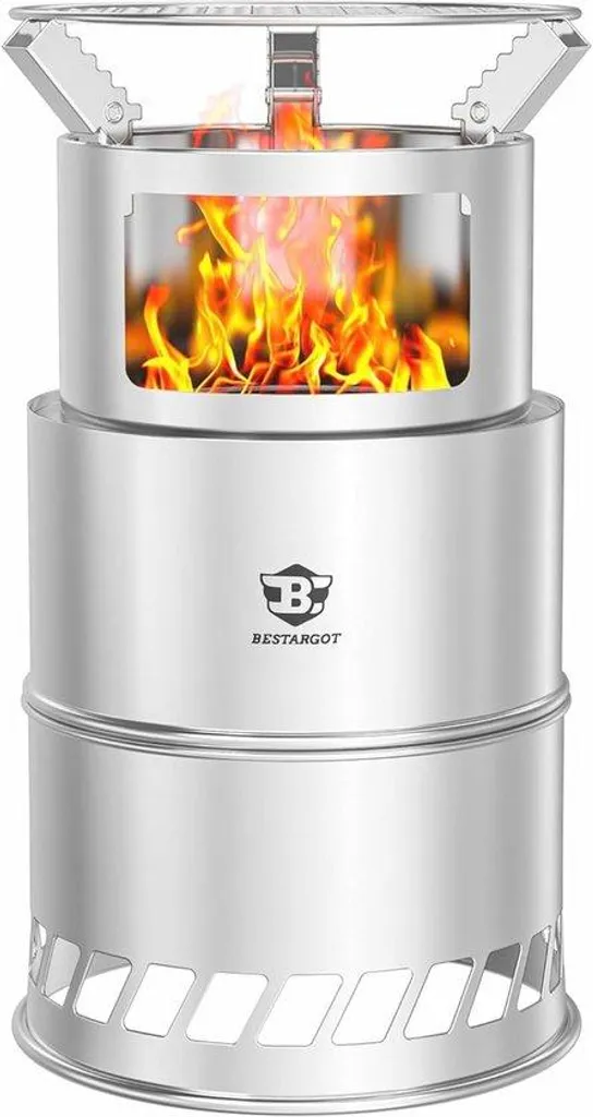 Foyer de camping portable pour barbecue et pique-nique extérieur inox