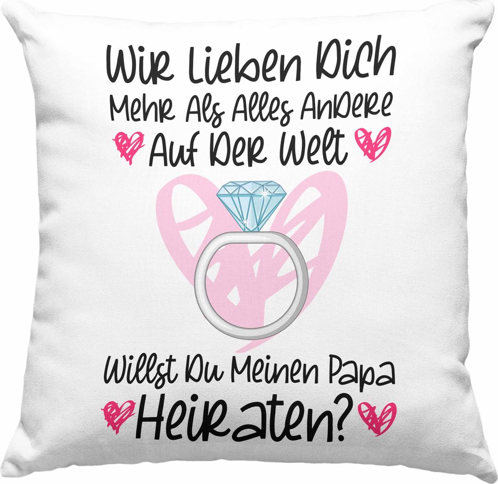 Trendation - Heiratsantrag Ideen Überraschung Mann Frau Heiratsantragsgeschenk Gechenke Deko-Kissen mit Füllung 40x40 Verlobung Heiraten Kinder L...