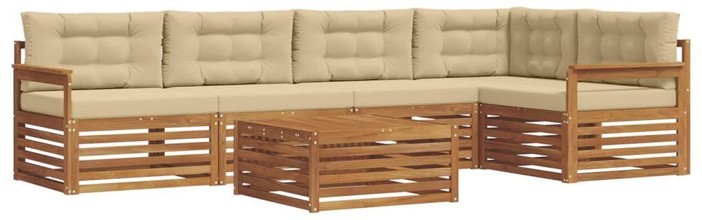 vidaXL Outdoor-Sofagarnitur mit Kissen 6 pcs Natur und Beige