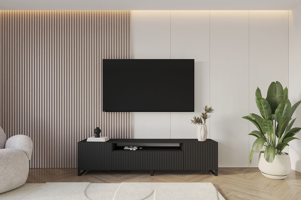 ALTDECOR TV-Schrank NOA-2-S mit Gefrästen Fronten 200x53x41 Lowboard, TV Möbel, TV Cabinet, Fernsehtisch, Fernseher Schrank, TV Kommode, TV Tisch...