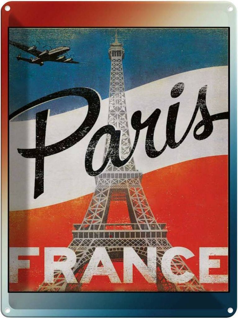 vianmo Blechschild 40x30 cm Paris Eiffelturm France