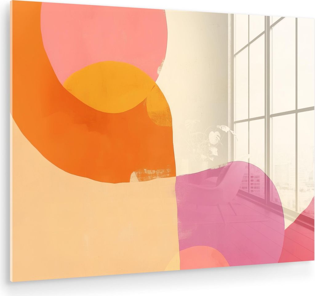 MuchoWow Glasbilder - Bilder auf Wandbild - Foto auf Glas Formen - Abstrakt - Farbenfroh 40x30 cm Wanddekoration aus Glas - Acrylglasbild - Acrylbi...