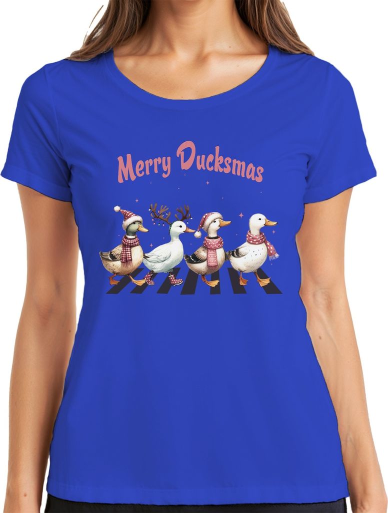 Merry Ducksmas Entenliebhaber Enten - Weihnachten Xmas Christmas Damen T-Shirt, Blau, XXL