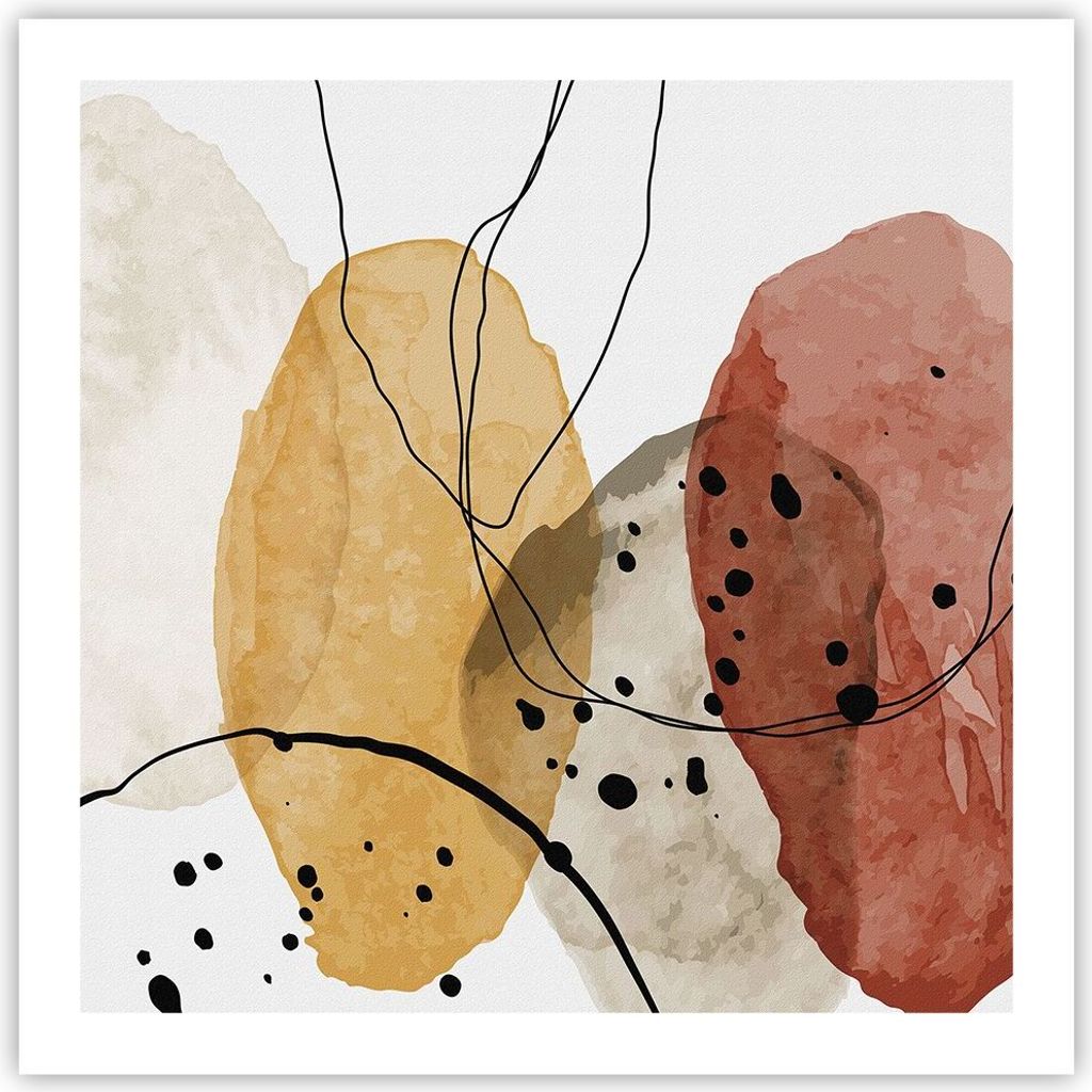 Poster - Poster ohne Rahmen - Aquarell Abstraktion Formen - 60x60 cm - Wand Bild - Wanddeko - Wandbilder - Kunstposter - Wandposter - Bilder - Kuns...