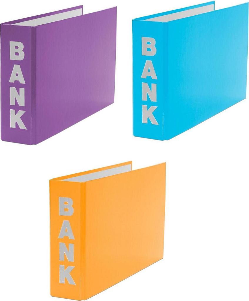 3x Bankordner / 140x250mm / für Kontoauszüge / je 1x hellblau, lila, orange