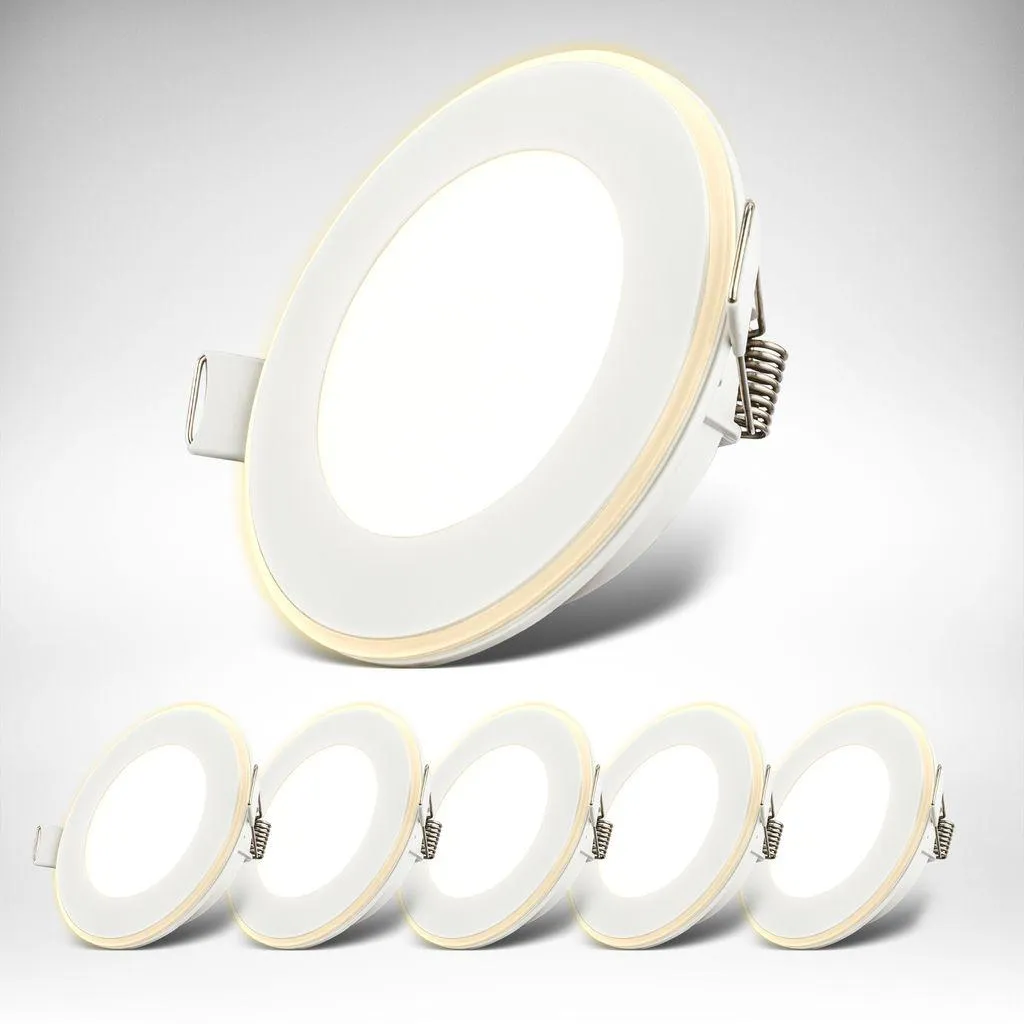 B.K.Licht Lot de 6 Spots LED Encastrables Plats Ø90mm Blanc Chaud 3000K